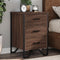 vidaXL - Nachtkastje - 40x41x60 - cm - bewerkt - hout - bruin - eikenkleur