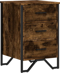 vidaXL - Nachtkastje - 40x41x60 - cm - bewerkt - hout - gerookt - eikenkleurig