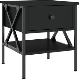 vidaXL - Nachtkastje - 40x42x45 - cm - bewerkt - hout - zwart