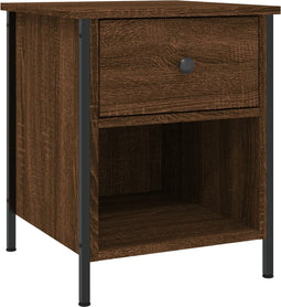 vidaXL - Nachtkastje - 40x42x50 - cm - bewerkt - hout - bruin - eikenkleur