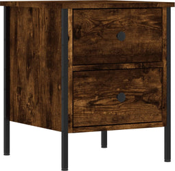 vidaXL - Nachtkastje - 40x42x50 - cm - bewerkt - hout - gerookt - eikenkleurig