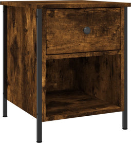 vidaXL - Nachtkastje - 40x42x50 - cm - bewerkt - hout - gerookt - eikenkleurig