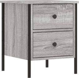 vidaXL - Nachtkastje - 40x42x50 - cm - bewerkt - hout - grijs - sonoma - eikenkleurig