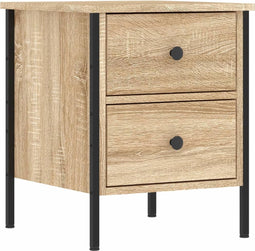 vidaXL - Nachtkastje - 40x42x50 - cm - bewerkt - hout - sonoma - eikenkleurig