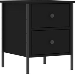 vidaXL - Nachtkastje - 40x42x50 - cm - bewerkt - hout - zwart