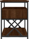vidaXL - Nachtkastje - 40x42x55 - cm - bewerkt - hout - bruin - eikenkleur