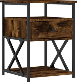vidaXL - Nachtkastje - 40x42x55 - cm - bewerkt - hout - gerookt - eikenkleurig
