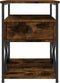 vidaXL - Nachtkastje - 40x42x55 - cm - bewerkt - hout - gerookt - eikenkleurig