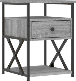 vidaXL - Nachtkastje - 40x42x55 - cm - bewerkt - hout - grijs - sonoma - eikenkleurig