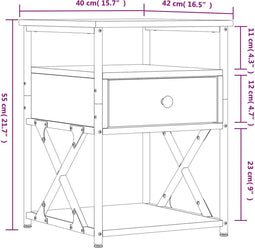 vidaXL - Nachtkastje - 40x42x55 - cm - bewerkt - hout - sonoma - eikenkleurig