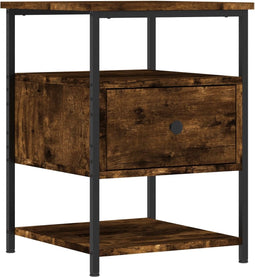 vidaXL - Nachtkastje - 40x42x56 - cm - bewerkt - hout - gerookt - eikenkleurig