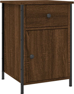 vidaXL - Nachtkastje - 40x42x60 - cm - bewerkt - hout - bruin - eikenkleur
