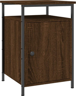 vidaXL - Nachtkastje - 40x42x60 - cm - bewerkt - hout - bruin - eikenkleur