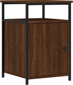 vidaXL - Nachtkastje - 40x42x60 - cm - bewerkt - hout - bruin - eikenkleur