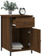 vidaXL - Nachtkastje - 40x42x60 - cm - bewerkt - hout - bruin - eikenkleur