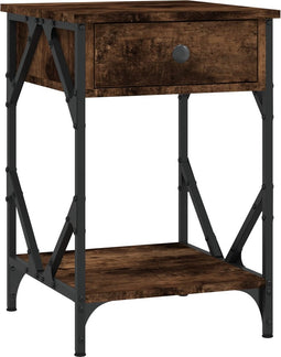 vidaXL - Nachtkastje - 40x42x60 - cm - bewerkt - hout - gerookt - eikenkleurig