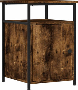 vidaXL - Nachtkastje - 40x42x60 - cm - bewerkt - hout - gerookt - eikenkleurig