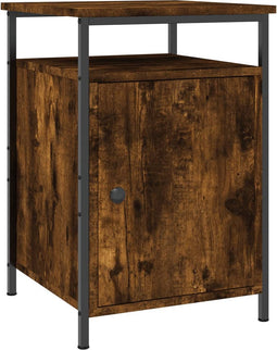 vidaXL - Nachtkastje - 40x42x60 - cm - bewerkt - hout - gerookt - eikenkleurig