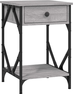 vidaXL - Nachtkastje - 40x42x60 - cm - bewerkt - hout - grijs - sonoma - eikenkleurig