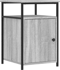 vidaXL - Nachtkastje - 40x42x60 - cm - bewerkt - hout - grijs - sonoma - eikenkleurig