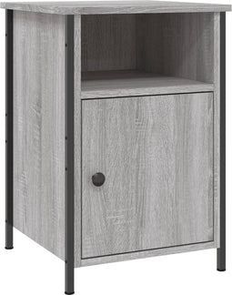vidaXL - Nachtkastje - 40x42x60 - cm - bewerkt - hout - grijs - sonoma - eikenkleurig