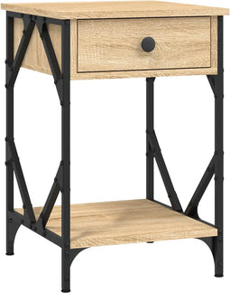 vidaXL - Nachtkastje - 40x42x60 - cm - bewerkt - hout - sonoma - eikenkleurig