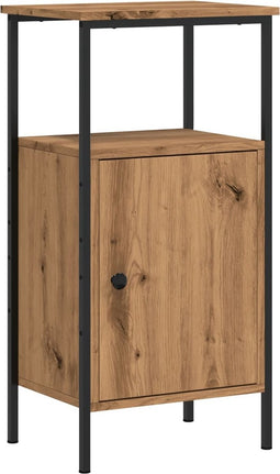 vidaXL - Nachtkastje - 41x31x80 - cm - bewerkt - hout - artisanaal - eikenkleurig