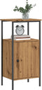 vidaXL - Nachtkastje - 41x31x80 - cm - bewerkt - hout - artisanaal - eikenkleurig