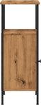 vidaXL - Nachtkastje - 41x31x80 - cm - bewerkt - hout - artisanaal - eikenkleurig