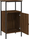 vidaXL - Nachtkastje - 41x31x80 - cm - bewerkt - hout - bruin - eikenkleur