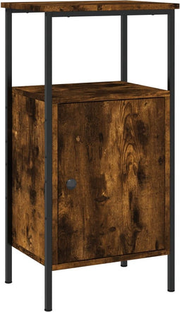 vidaXL - Nachtkastje - 41x31x80 - cm - bewerkt - hout - gerookt - eikenkleurig