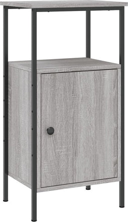 vidaXL - Nachtkastje - 41x31x80 - cm - bewerkt - hout - grijs - sonoma