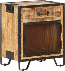 vidaXL - Nachtkastje - 43x30x51 - cm - massief - ruw - mangohout