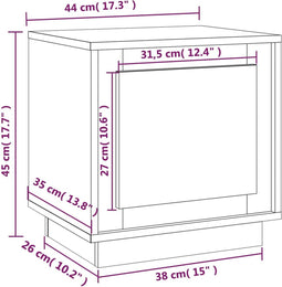 vidaXL - Nachtkastje - 44x35x45 - cm - bewerkt - hout - bruin - eikenkleur