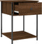 vidaXL - Nachtkastje - 44x45x58 - cm - bewerkt - hout - bruin - eikenkleur