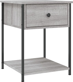 vidaXL - Nachtkastje - 44x45x58 - cm - bewerkt - hout - grijs - sonoma - eikenkleurig