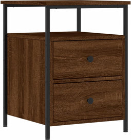 vidaXL - Nachtkastje - 44x45x60 - cm - bewerkt - hout - bruin - eikenkleur