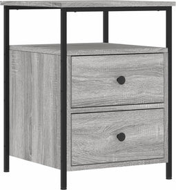 vidaXL - Nachtkastje - 44x45x60 - cm - bewerkt - hout - grijs - sonoma - eikenkleurig
