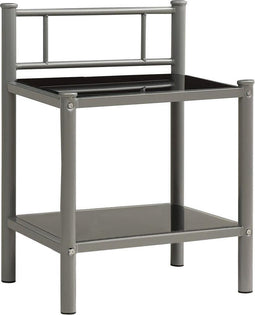 vidaXL - Nachtkastje - 45x34,5x60,5 - cm - metaal - en - glas - grijs - en - zwart
