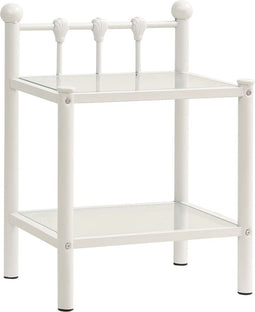 vidaXL - Nachtkastje - 45x34,5x60,5 - cm - metaal - en - glas - wit - en - transparant