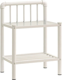 vidaXL - Nachtkastje - 45x34,5x62,5 - cm - metaal - en - glas - wit - en - transparant