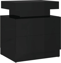 vidaXL - Nachtkastje - 45x35x52 - cm - bewerkt - hout - hoogglans - zwart