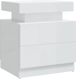vidaXL - Nachtkastje - 45x35x52 - cm - bewerkt - hout - hoogglans - wit