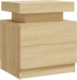 vidaXL - Nachtkastje - 45x35x52 - cm - bewerkt - hout - sonoma - eikenkleurig