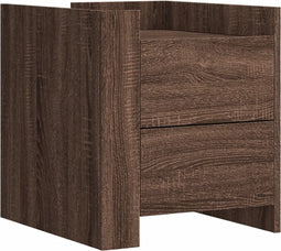 vidaXL - Nachtkastje - 45x50x50 - cm - bewerkt - hout - bruin - eikenkleurig