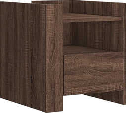 vidaXL - Nachtkastje - 45x50x50 - cm - bewerkt - hout - bruin - eikenkleurig