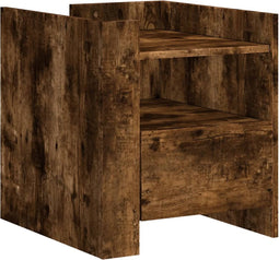 vidaXL - Nachtkastje - 45x50x50 - cm - bewerkt - hout - gerookt - eikenkleurig