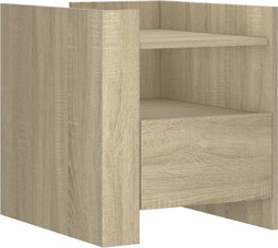 vidaXL - Nachtkastje - 45x50x50 - cm - bewerkt - hout - sonoma - eikenkleurig