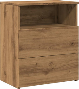vidaXL - Nachtkastje - 50x32x60 - cm - bewerkt - hout - artisanaal - eikenkleurig