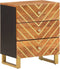 vidaXL - Nachtkastje - 50x33x60 - cm - massief - mangohout - bruin - en - zwart